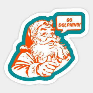 Retro Santa Claus Go Dolphins Sticker